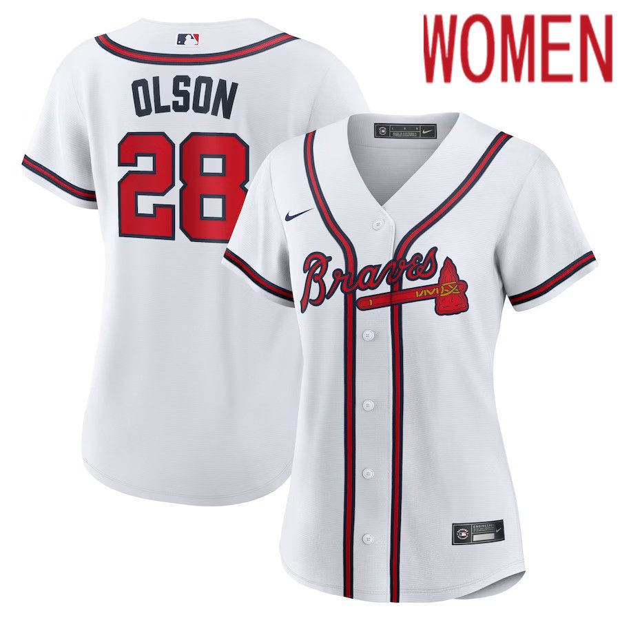 Women Atlanta Braves #28 Matt Olson Nike White Home Replica Player MLB Jersey